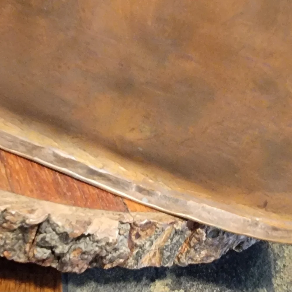 Antique Hand Crafted Copper Cauldron Vessel Tub Planter Cast Hnd Rivited Marked - Picture 8 of 13